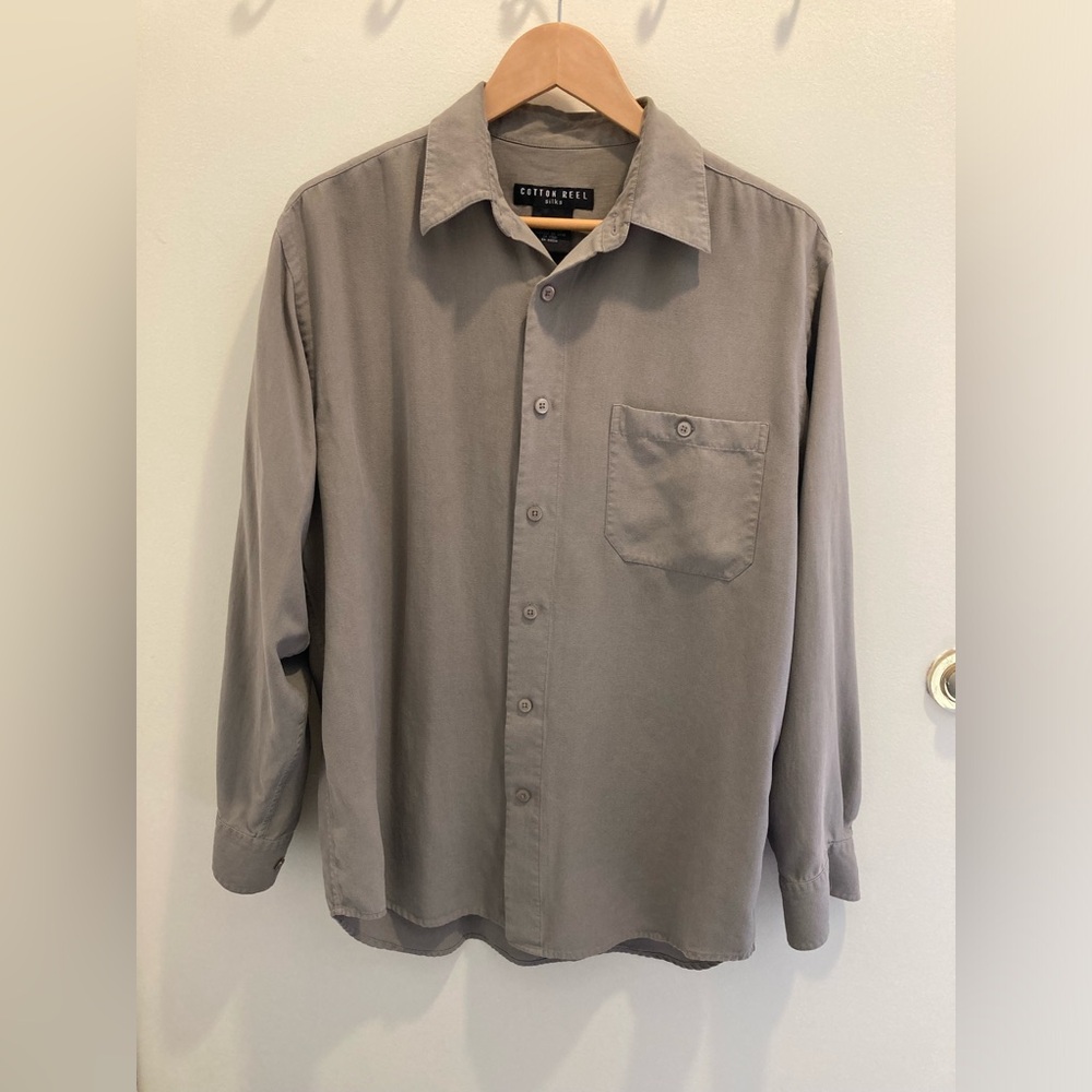Cotton Reel 100% Silk Long Sleeve Button Up Size Medium Shirt